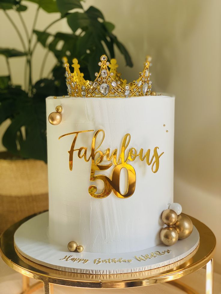 Gold 50th Birthday Cake